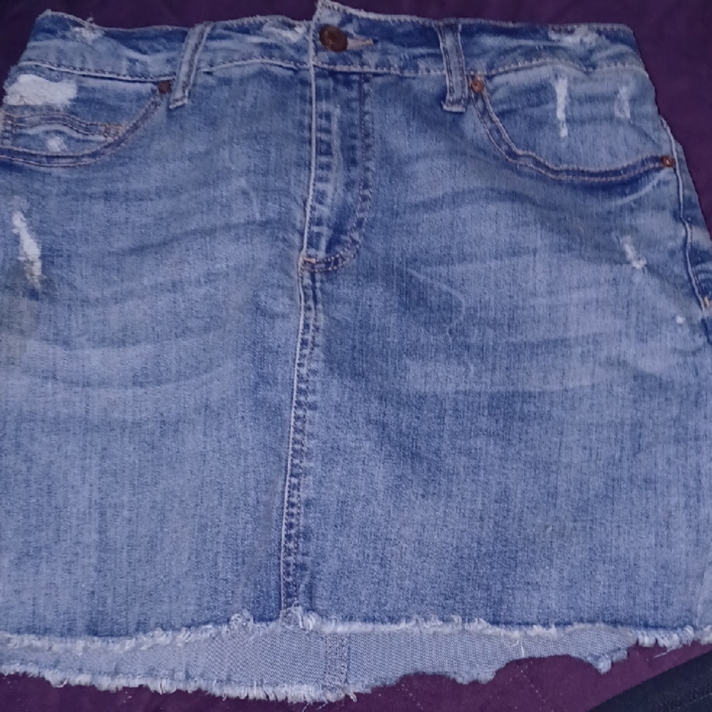 Ci Sono Distressed Blue Denim Mini Skirt